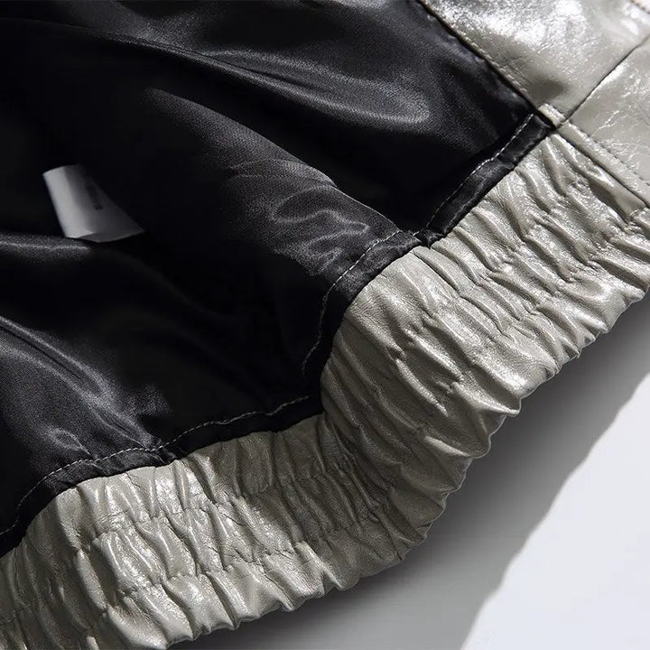 Y2k gradient turndown collar leather jacket for fashion-forward trends - jackets