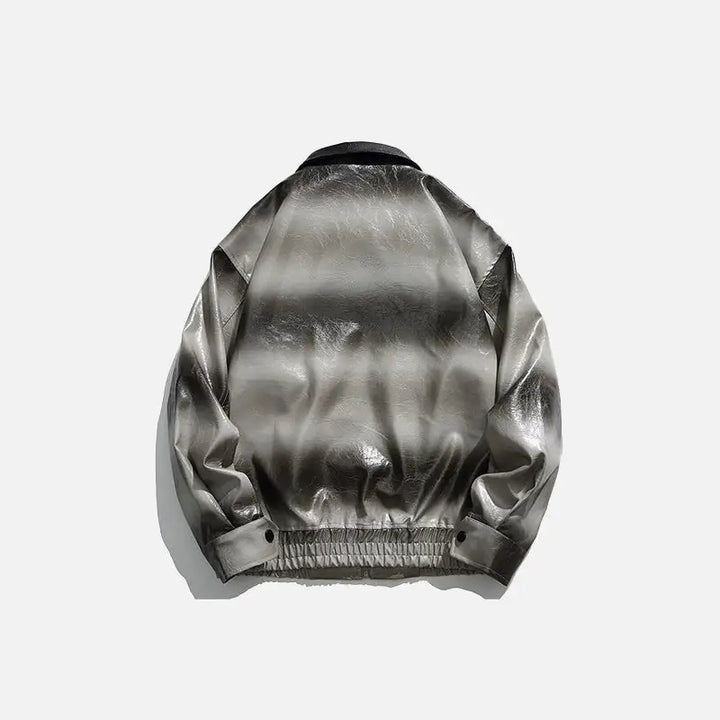 Y2k gradient turndown collar leather jacket for fashion-forward trends - jackets