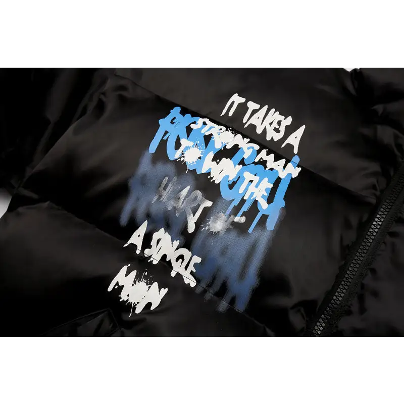 Graffiti y2k cotton quilted jacket for comfort and style - puffer jackets