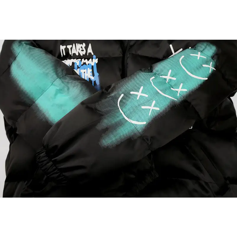 Graffiti y2k cotton quilted jacket for comfort and style - puffer jackets