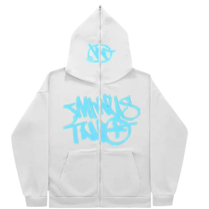 Graffiti print weiß zipper y2k for urban fashion enthusiasts - hell blue / s