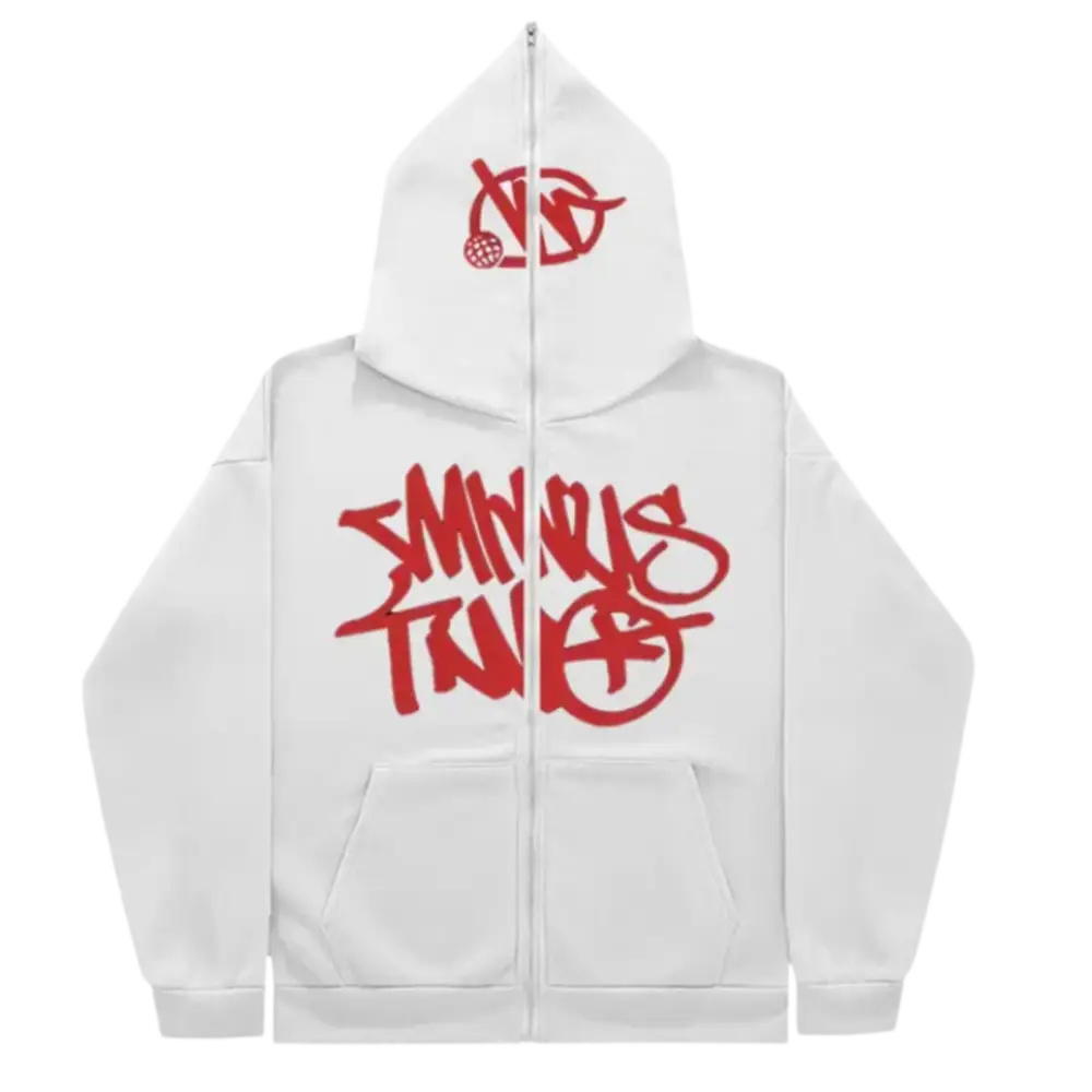 Graffiti print weiß zipper y2k for urban fashion enthusiasts - red / s