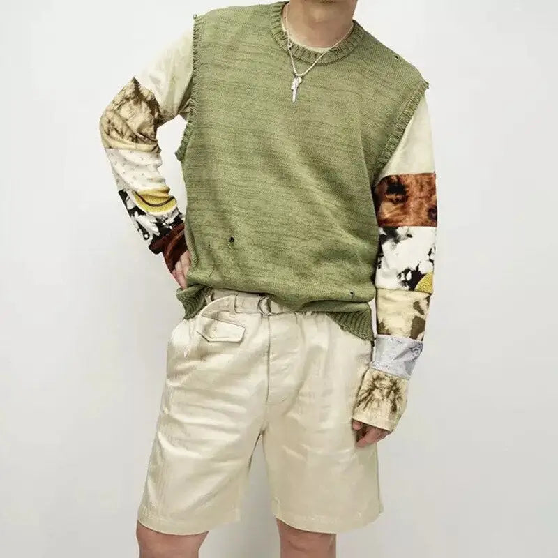 Y2k green sweater with skeleton pattern - choice of sleeves