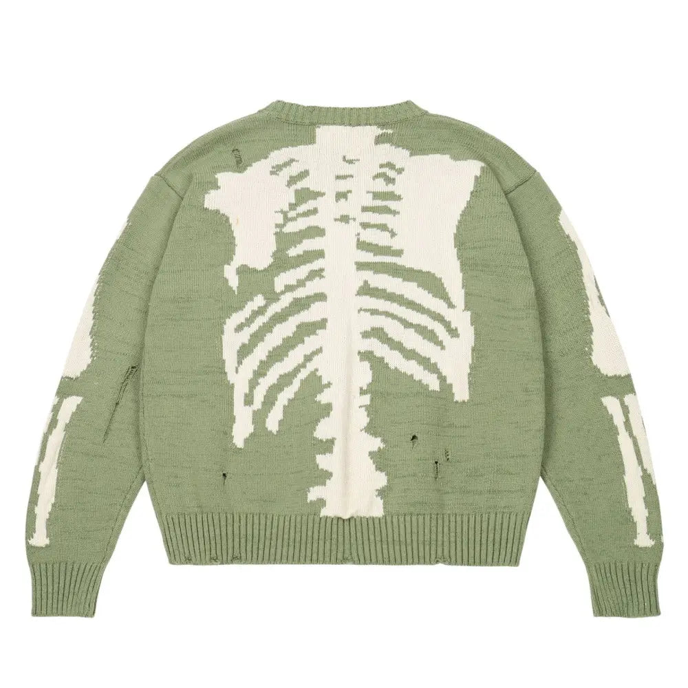 Y2k green sweater with skeleton pattern - choice of sleeves - manche / s