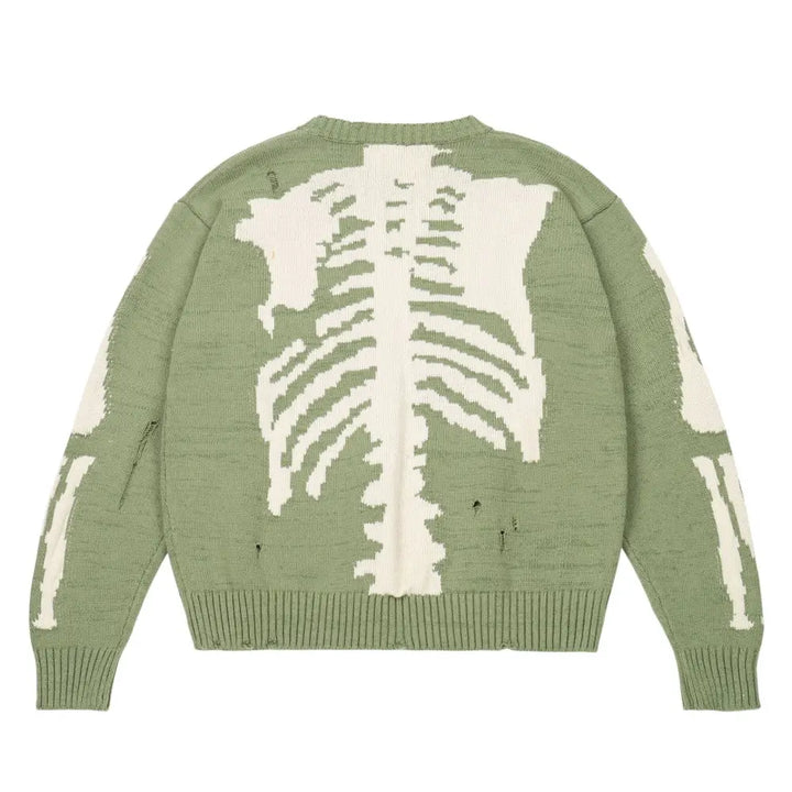 Y2k green sweater with skeleton pattern - choice of sleeves - manche / s