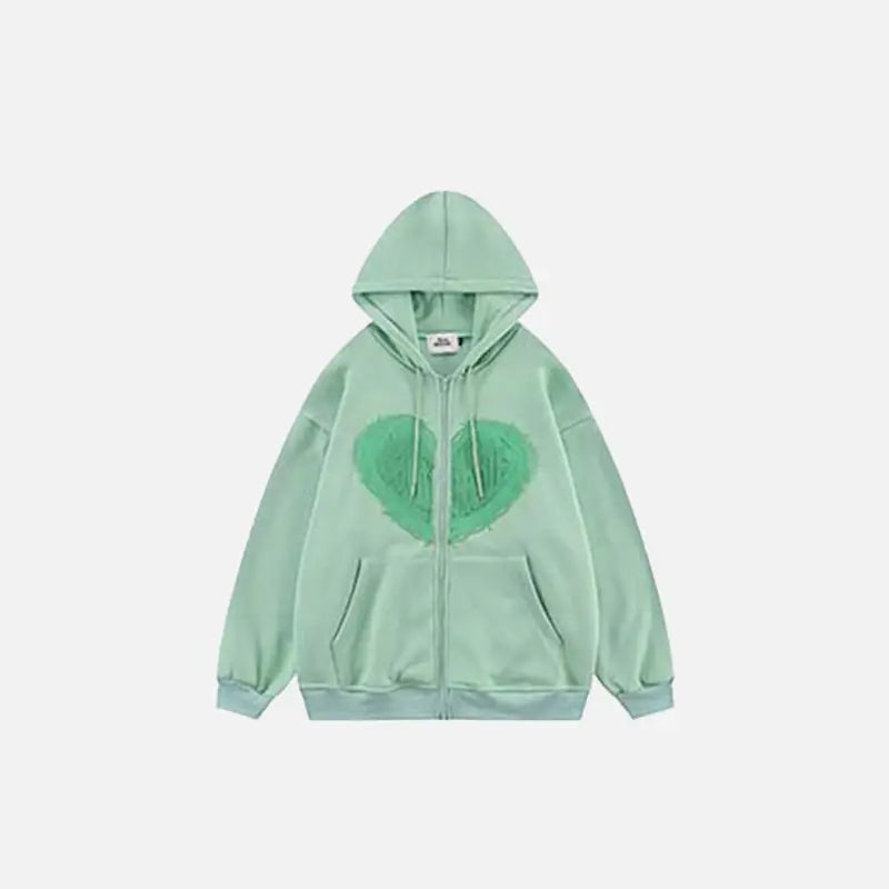 Y2k hard love hoodie with unique print for a bold statement - green / s - hoodies