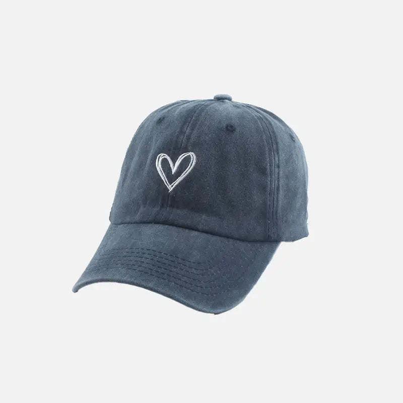 Y2k heart embroidery cap for stylish comfort - navy / head size 55-60cm - caps