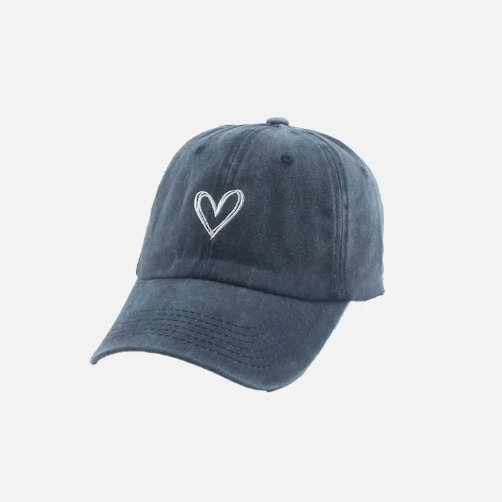Y2k heart embroidery cap for stylish comfort - navy / head size 55-60cm - caps
