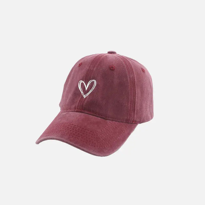 Y2k heart embroidery cap for stylish comfort - wine red / head size 55-60cm - caps