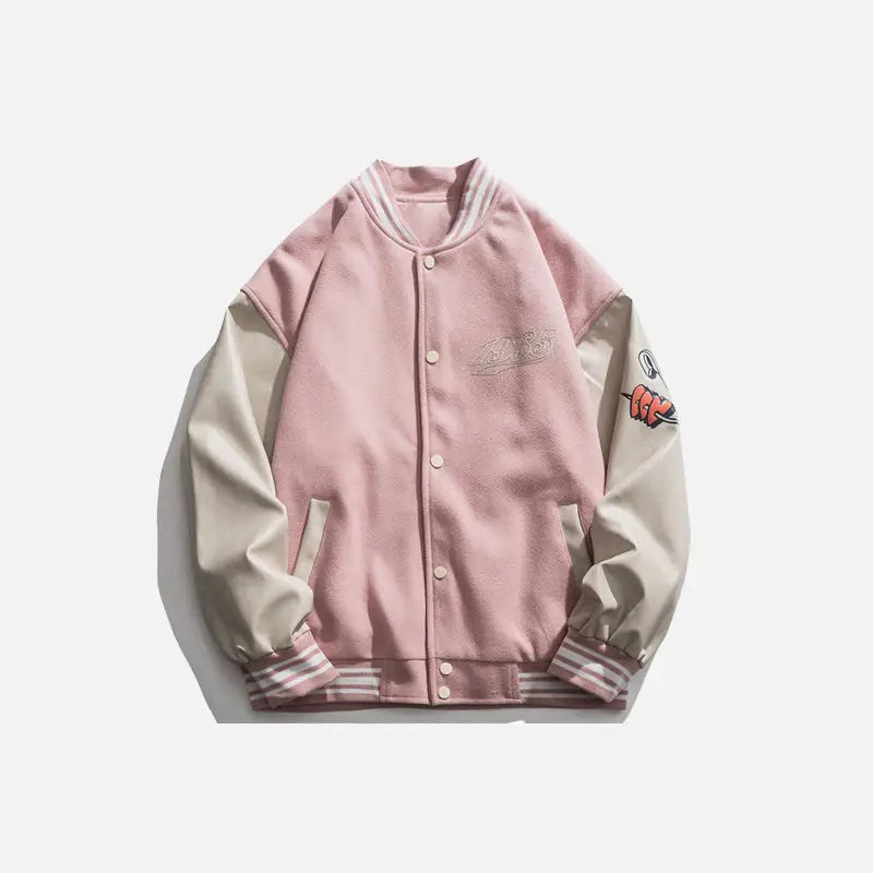 Y2k varsity jacket with heart-shaped letter print - varsity jackets