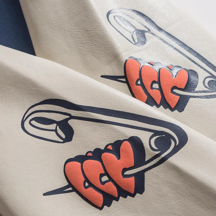 Y2k varsity jacket with heart-shaped letter print - varsity jackets