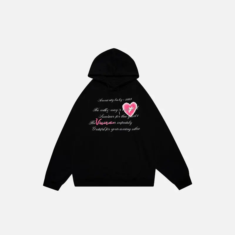 Heart poetry y2k graphic print hoodie for stylish comfort - black / m - hoodies