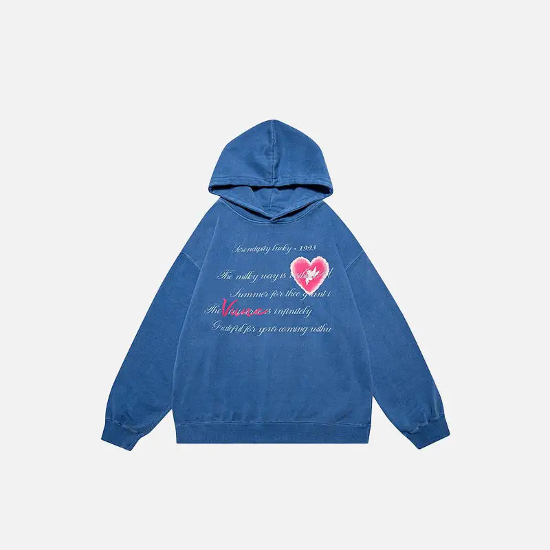 Heart poetry y2k graphic print hoodie for stylish comfort - blue / m - hoodies