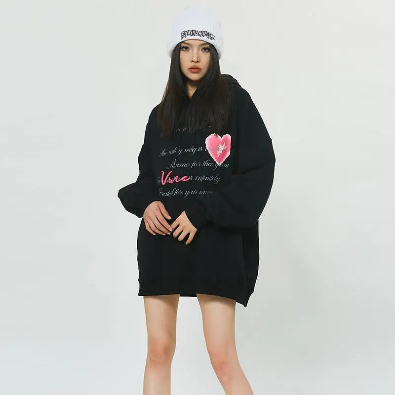 Heart poetry y2k graphic print hoodie for stylish comfort - hoodies