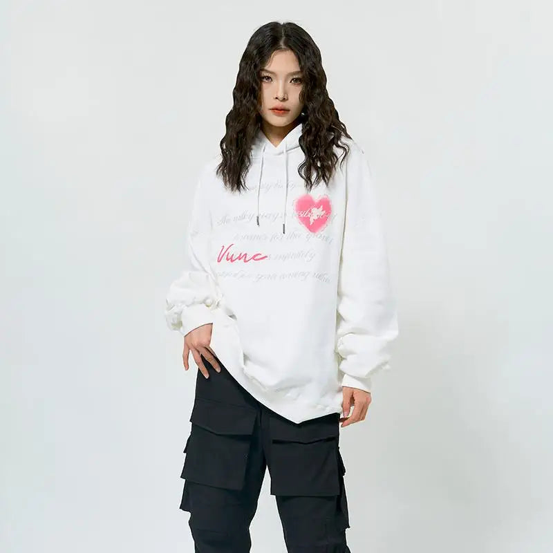 Heart poetry y2k graphic print hoodie for stylish comfort - hoodies