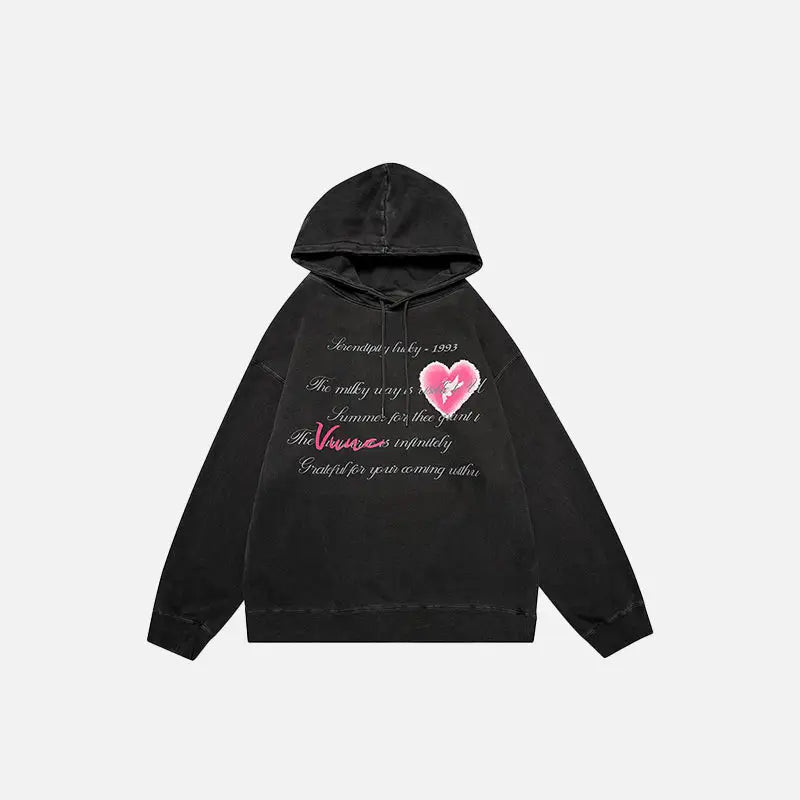 Heart poetry y2k graphic print hoodie for stylish comfort - ink black / m - hoodies