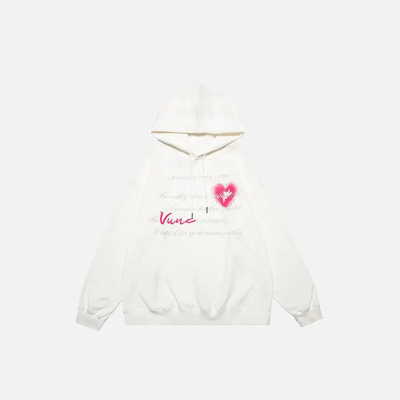 Heart poetry y2k graphic print hoodie for stylish comfort - white / m - hoodies