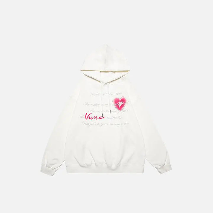 Heart poetry y2k graphic print hoodie for stylish comfort - white / m - hoodies