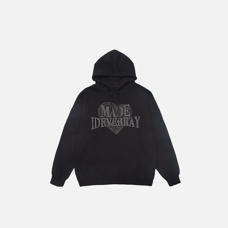 Y2k heart letter print hoodie for stylish streetwear collections - black / m - hoodies