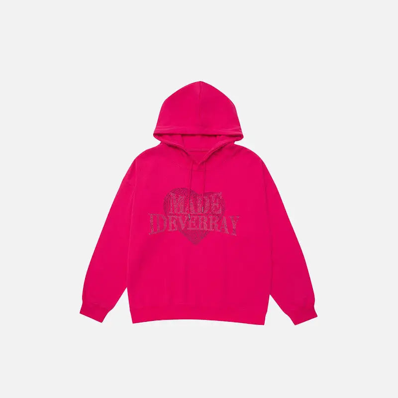 Y2k heart letter print hoodie for stylish streetwear collections - red / m - hoodies