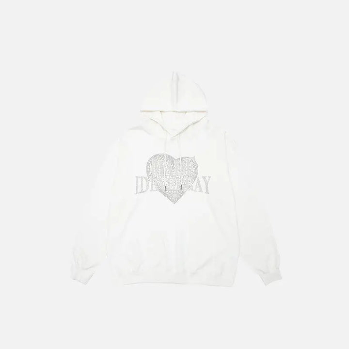 Y2k heart letter print hoodie for stylish streetwear collections - white / m - hoodies