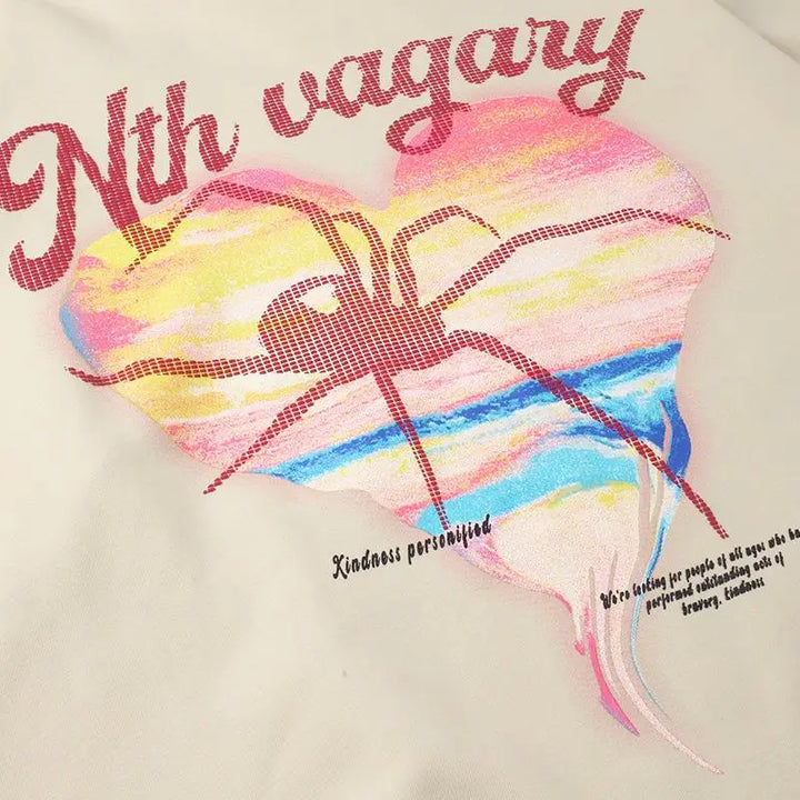 Heart shaped spider web graphic hoodie from y2k streetwear collection - hoodies