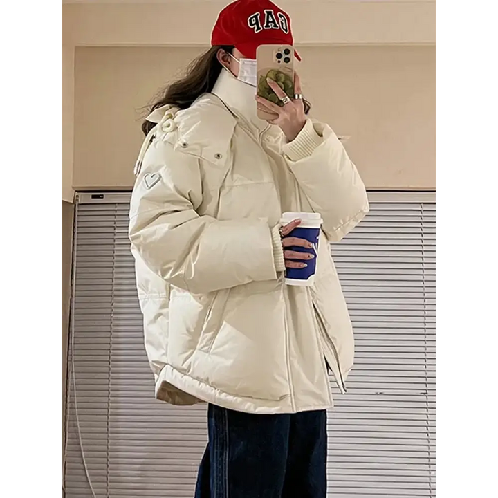 Y2k quilted puffer jacket in lightweight polyester and cotton blend - beige / s - jackets