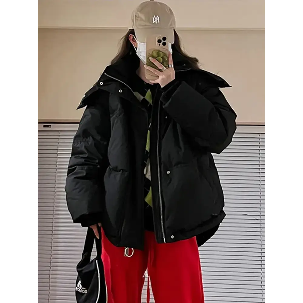 Y2k quilted puffer jacket in lightweight polyester and cotton blend - black / s - jackets