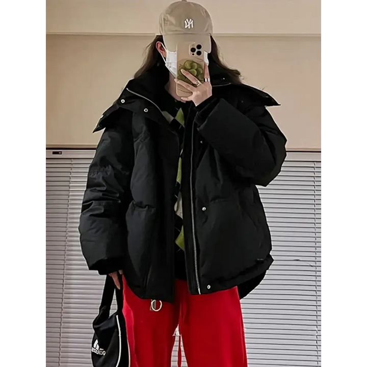 Y2k quilted puffer jacket in lightweight polyester and cotton blend - black / s - jackets