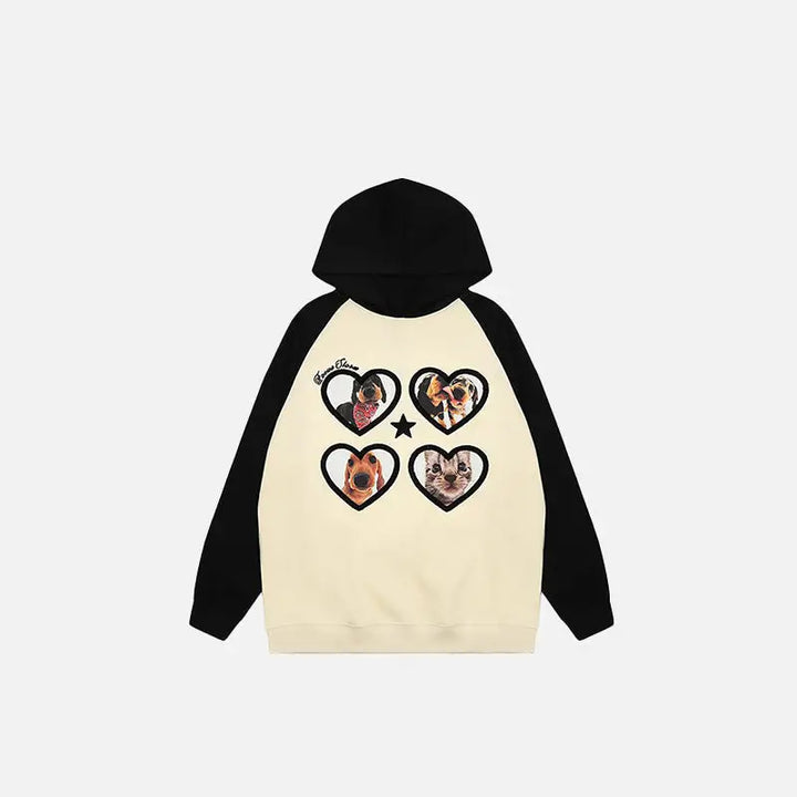 Heartful pets graphic hoodie for ultimate comfort and style - black / m - hoodies