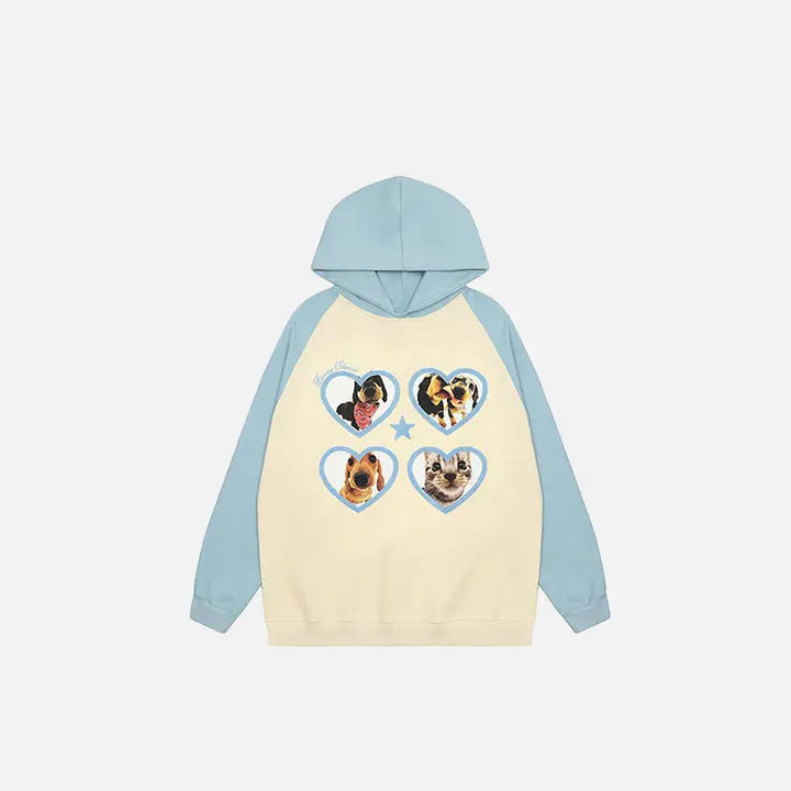 Heartful pets graphic hoodie for ultimate comfort and style - blue / m - hoodies