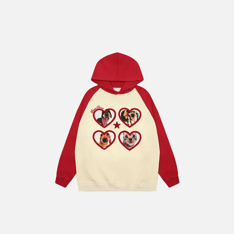 Heartful pets graphic hoodie for ultimate comfort and style - red / m - hoodies