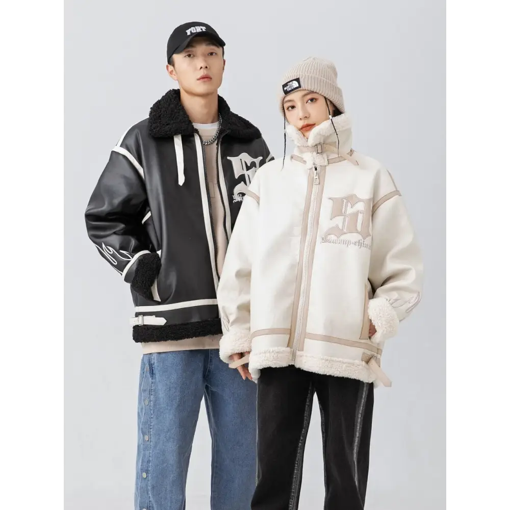 Heated leather and fur jacket from the y2k streetwear collection