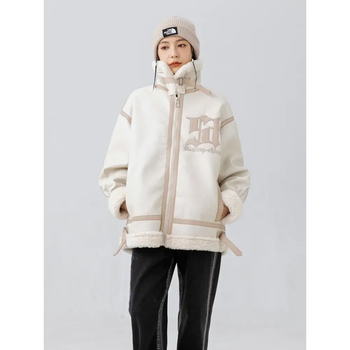 Heated leather and fur jacket from the y2k streetwear collection