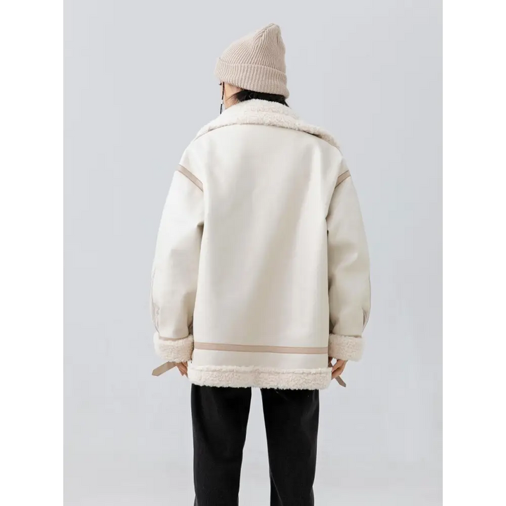 Heated leather and fur jacket from the y2k streetwear collection