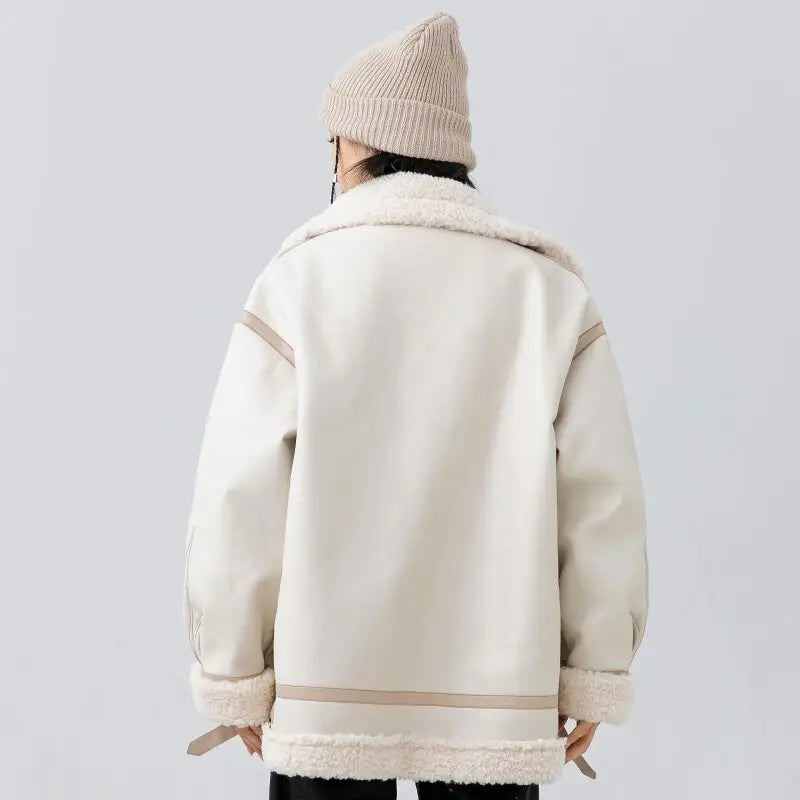 Heated leather and fur jacket from the y2k streetwear collection