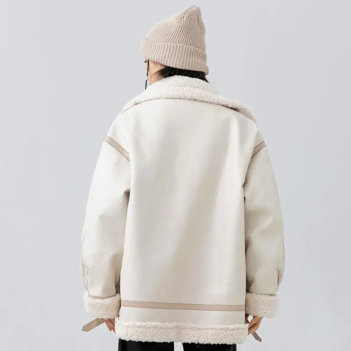 Heated leather and fur jacket from the y2k streetwear collection