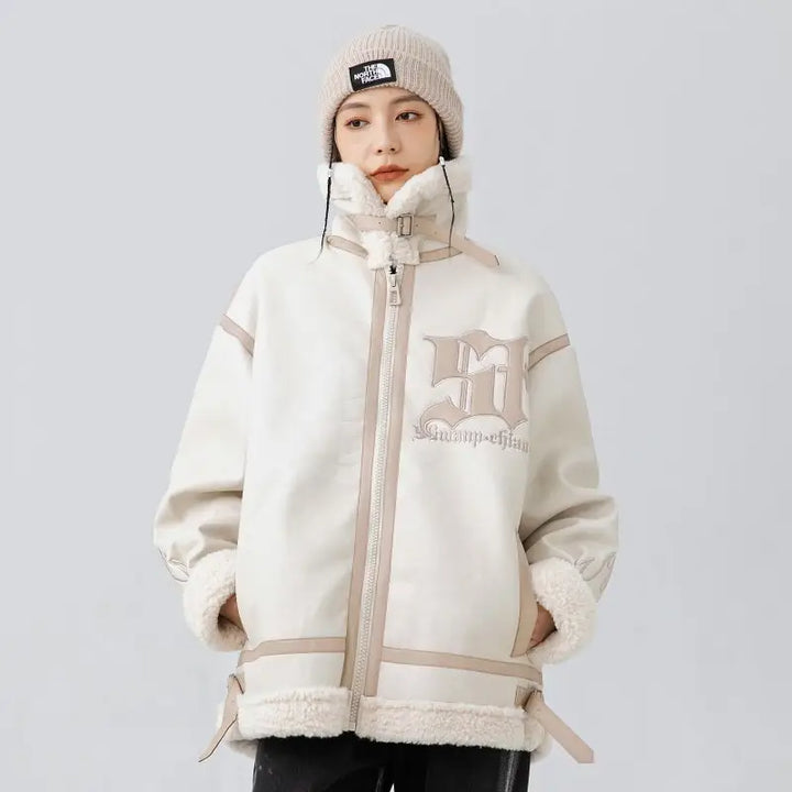 Heated leather and fur jacket from the y2k streetwear collection