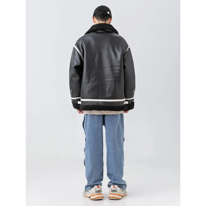 Heated leather and fur jacket from the y2k streetwear collection