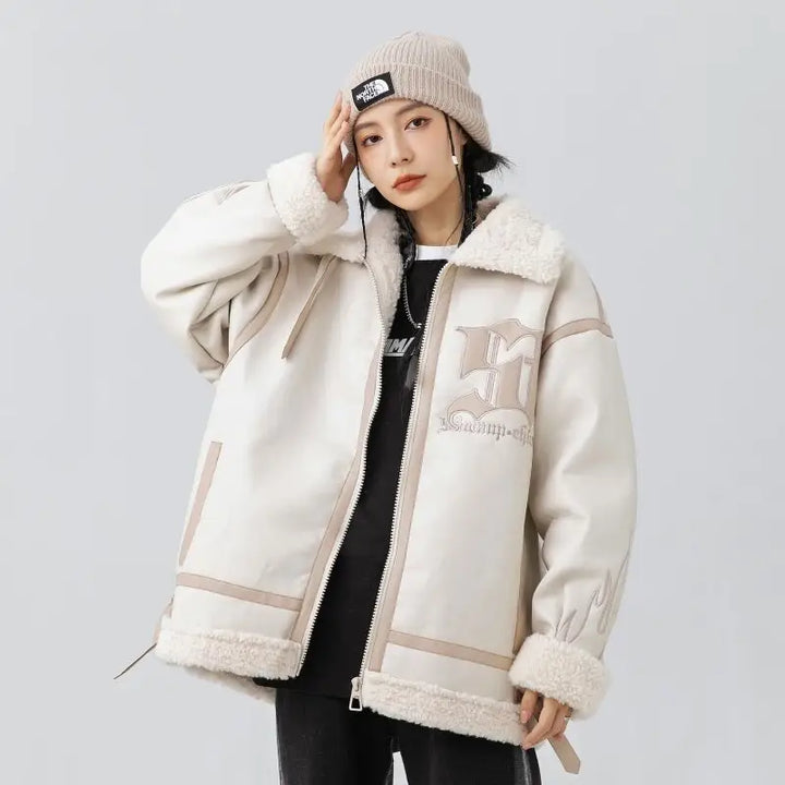 Heated leather and fur jacket from the y2k streetwear collection