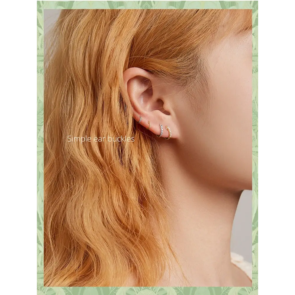 Silver 925 hoop huggie earrings with zircon y2k style