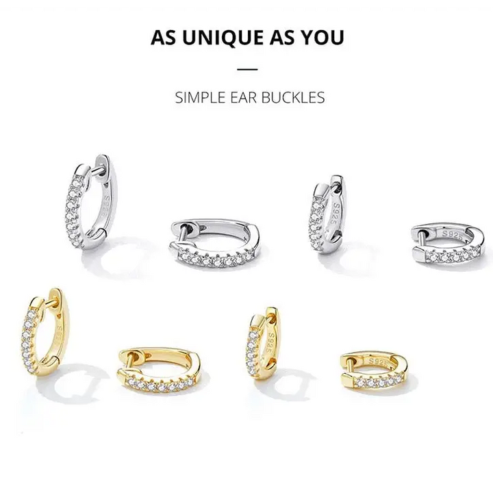 Silver 925 hoop huggie earrings with zircon y2k style