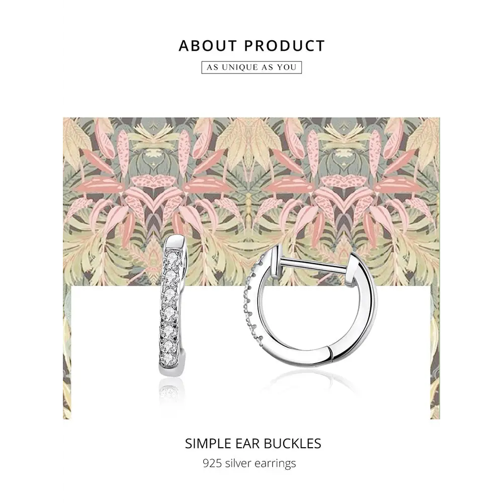 Silver 925 hoop huggie earrings with zircon y2k style