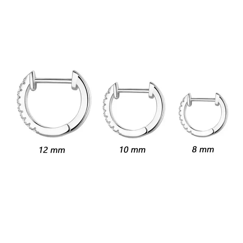 Silver 925 hoop huggie earrings with zircon y2k style
