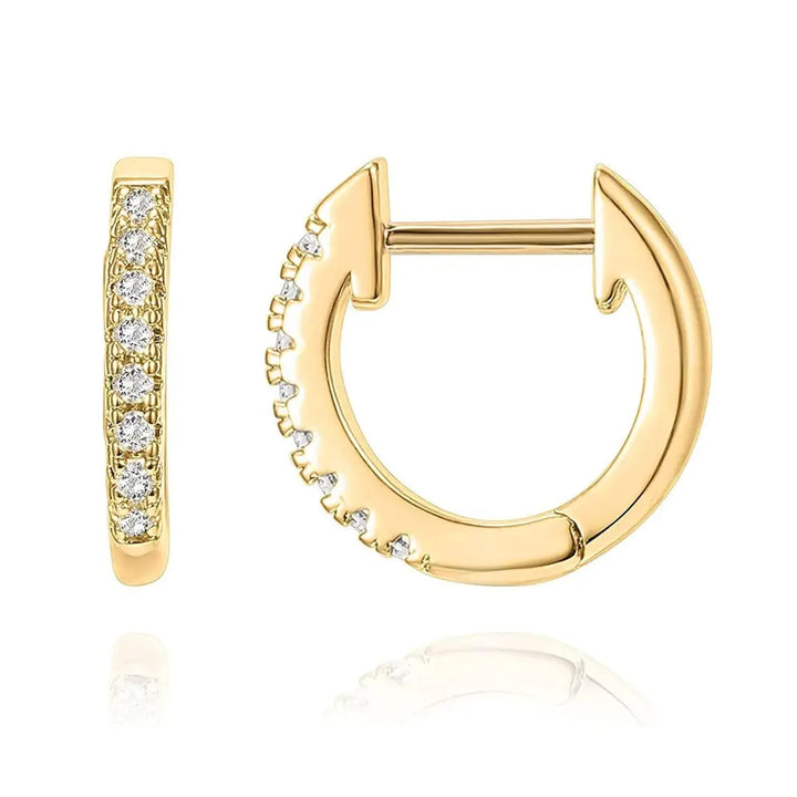 Silver 925 hoop huggie earrings with zircon y2k style - gold / 8 mm