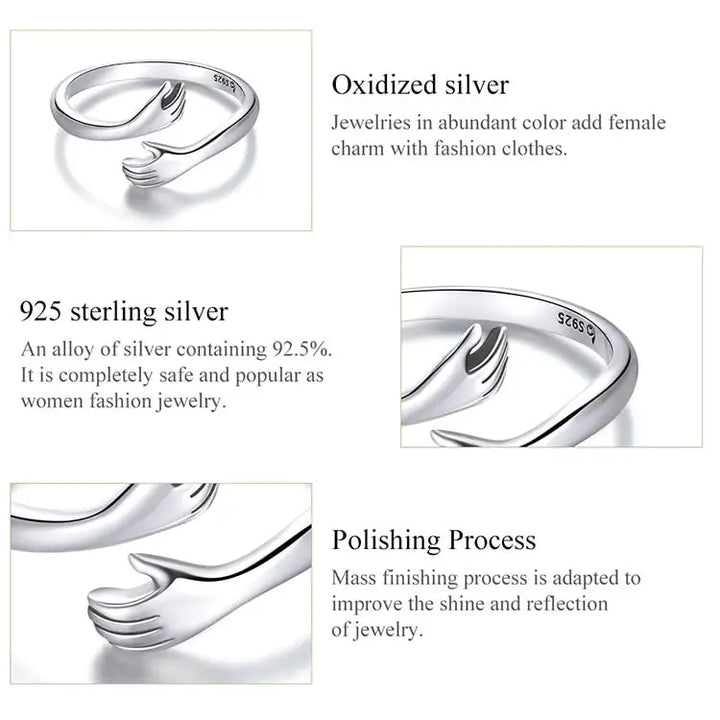 Bague câlin y2k en argent sterling 925 - rings