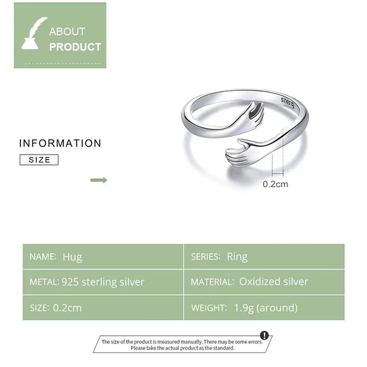 Bague câlin y2k en argent sterling 925 - rings