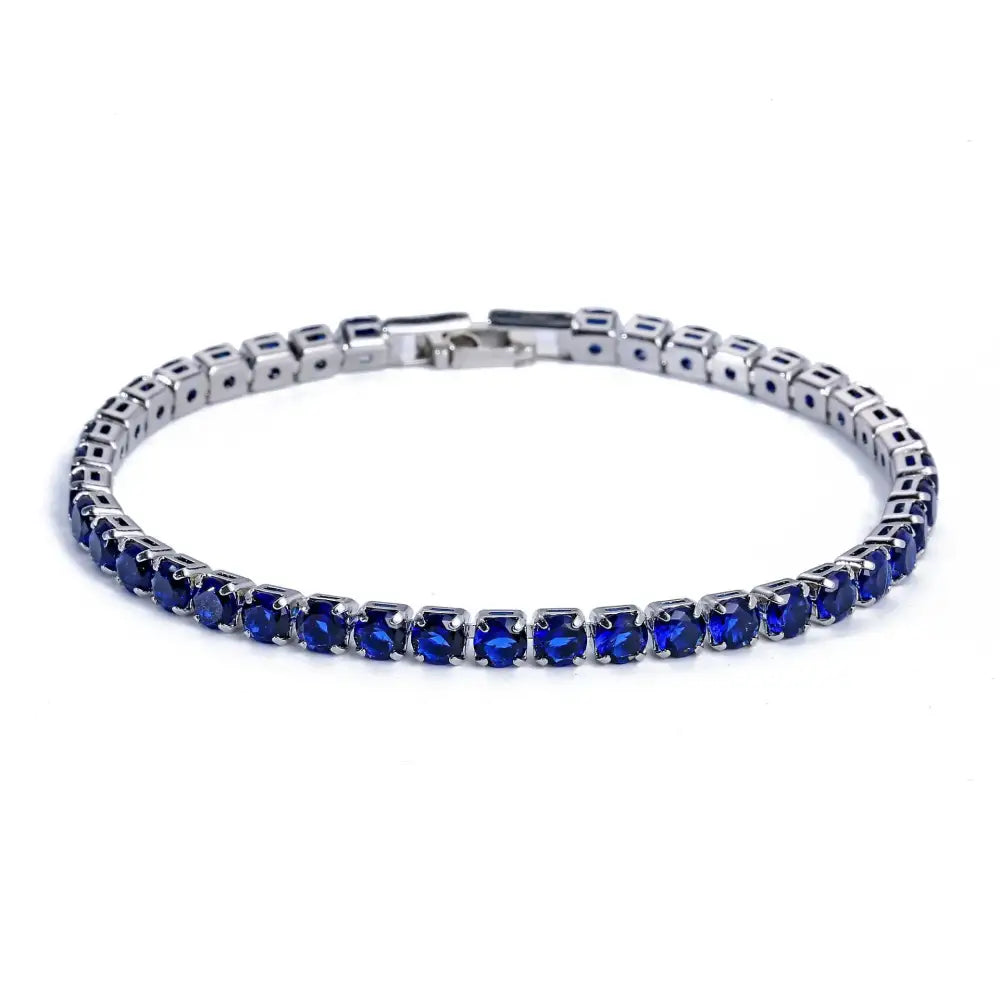 Y2k iced crystal zirconia necklace for sophisticated style - white deep blue 17cm