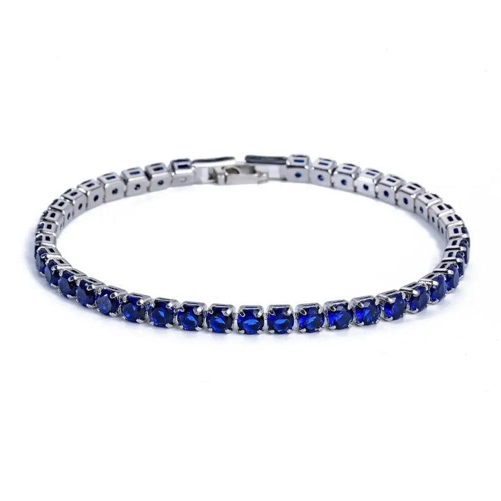 Y2k iced crystal zirconia necklace for sophisticated style - white deep blue 17cm
