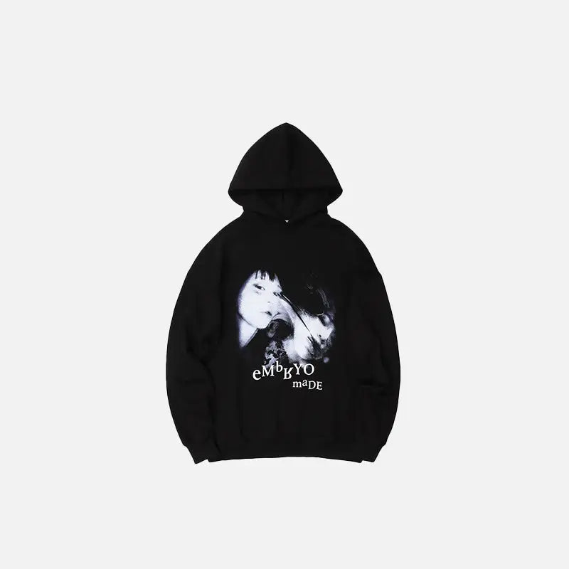 Illusion girl y2k letter print hoodie for fashion-forward style - black / m - hoodie